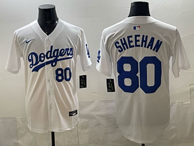 Men 2026 Nike Los Angeles Dodgers #80 Sheehan White Game MLB Jersey 04